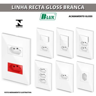 CONJUNTOS TOMADAS 10A, 20A,  INTERRUPTORES , RJ45, RJ11, PLACA CEGA 4X2 4X4 RECTA GLOSS BRANCA BLUX em Oferta na Shopee