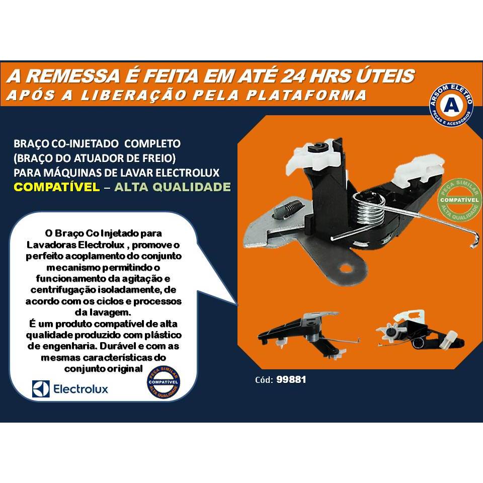 Braço Co-injetado - Braço do Atuador - Completo Máquinas de Lavar Electrolux - Compatível - 99881