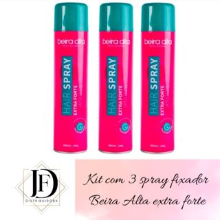 Kit 03un Hair Spray Fixador Extra Forte Jato Seco 400ml Beira Alta em Oferta na Shopee