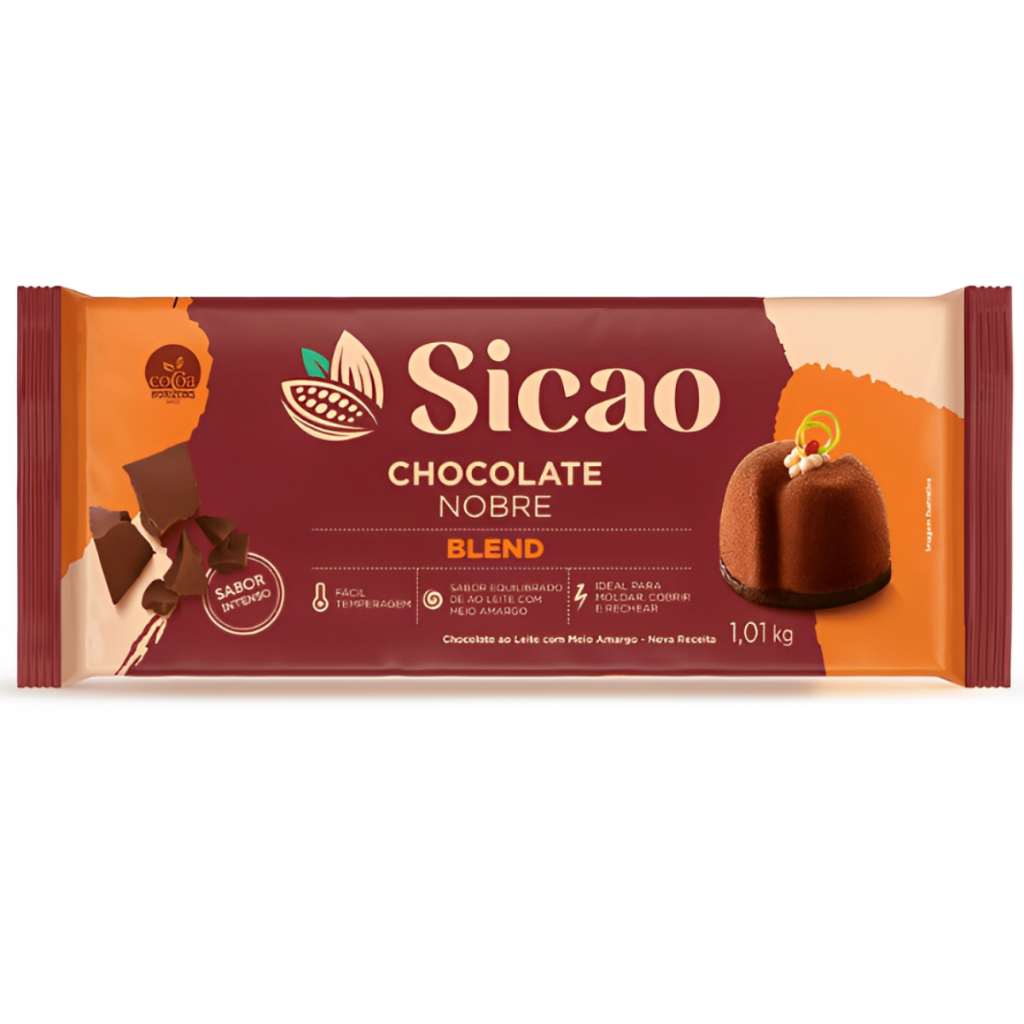 Chocolate Blend Nobre em Barra 1,01kg Sicao em Oferta na Shopee