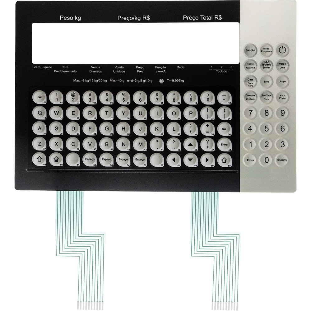 TND Membrana Teclado para Balança Compatível com Toledo Due Prix 4 Prix 5 Prix 6 Flat Z 15kg e 30kg