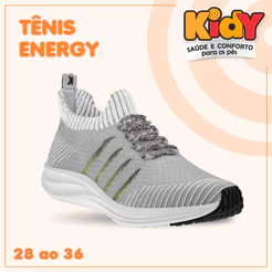 Tênis Infantil Kidy Energy Esportivo Escolar Calce Fácil Respitec Confortável Anatômico Volta Aulas