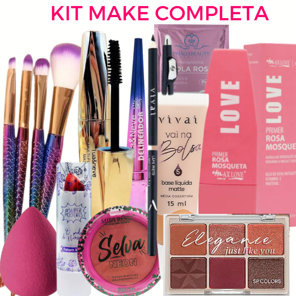 KIT MAQUIAGEM COMPLETO - KIT COM 14 ITENS DE MAQUIAGEM DE ALTA QUALIDADE, PRESENTE, MÃES, MULHER, NATAL, AMIGA, NAMORADA
