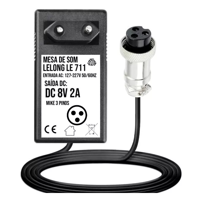 Fonte Para Mesa De Som Lelong Le712 8v 2a Com Nota Fiscal