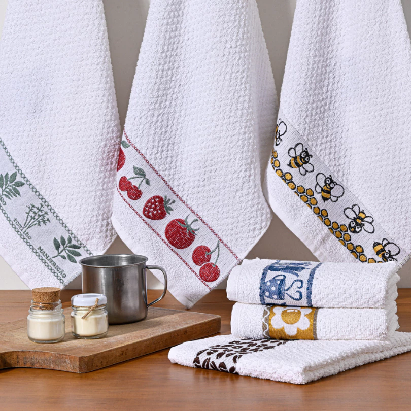 Pano De Copa Kit 5 ou 10 Toalhas Prato Felpudo/Atoalhado - Jacquard - 100% Algodão - 45cm x 70cm — imagem 1
