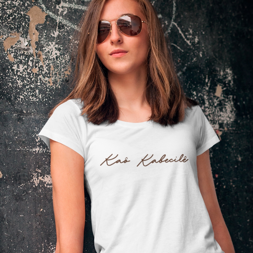 Axé Camisa Kao Kabecilê Feminina Baby Look 100% Poliéster Umbanda Candomblé Axé Xangô