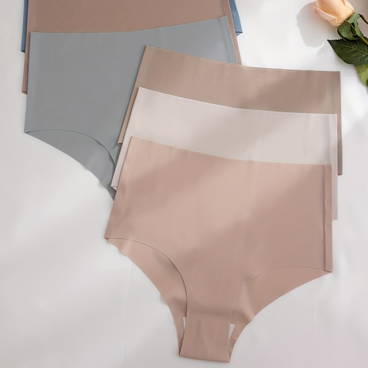 KIT 4 Calcinhas Cintura Alta 12cm Sem Costura Corte a Laser Tanga Poliamida Lisa Não Marca em Oferta na Shopee