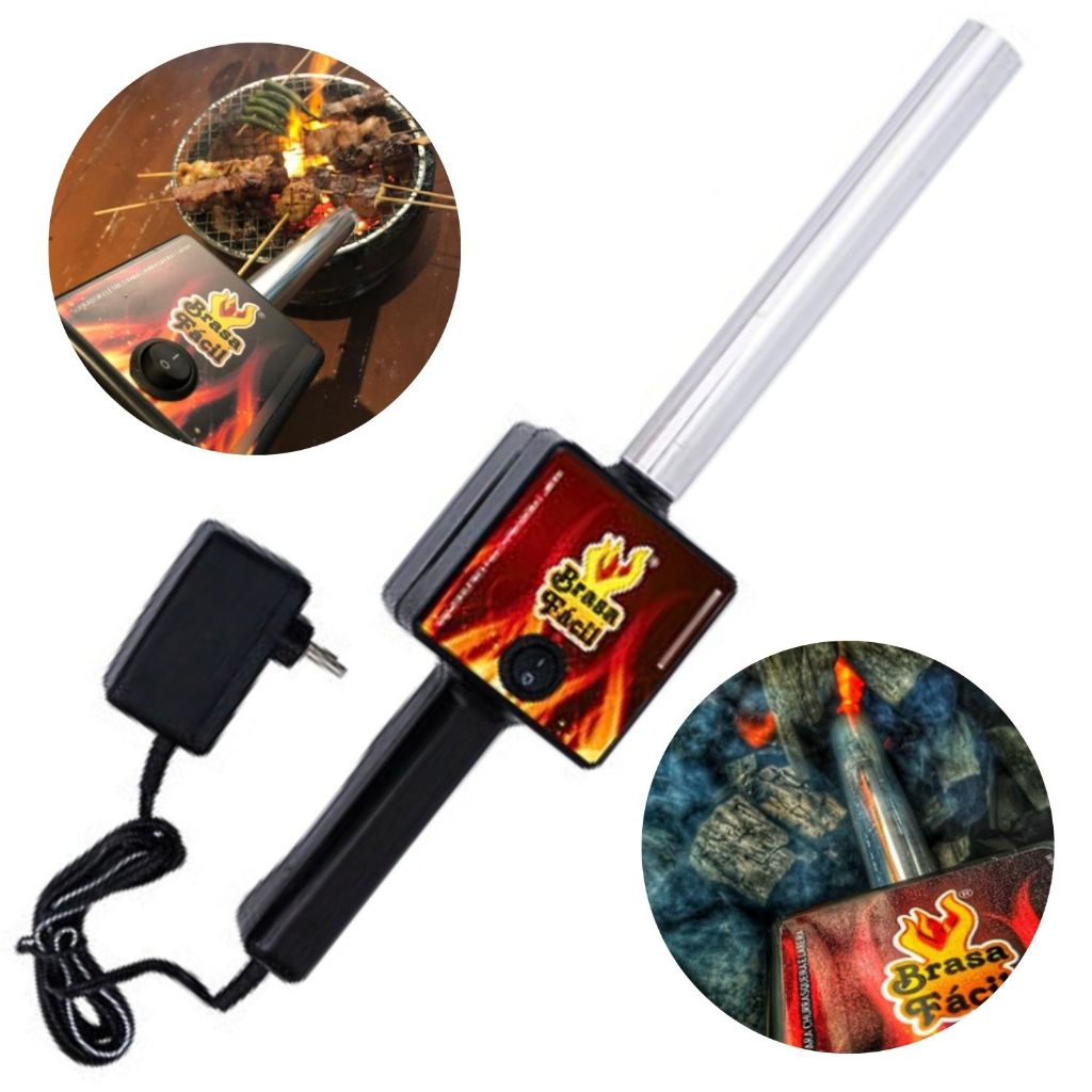 Acendedor Elétrico Brasa Fácil Soprador para Churrasqueira E Lareira Bi-volt 127/220 em Oferta na Shopee