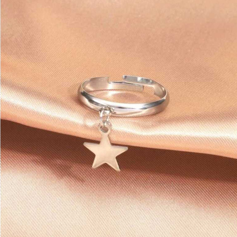 Anel com Pingente de Estrela Estrelinha Aço Inox Ajustável Y2k Delicado Kawaii Aesthetic Presente em Oferta na Shopee