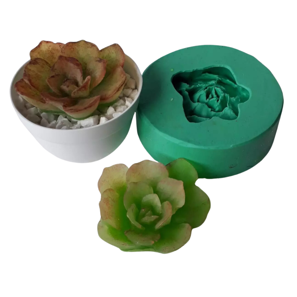 Forma Molde Silicone Sabonete Vela Biscuit Resina - Suculenta Mini Rosa Do Hawai