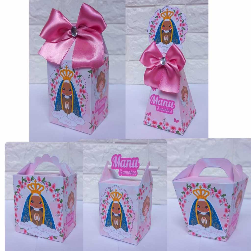 Kit Caixinhas Nossa Senhora Aparecida Batizado Personalizadas Pegue e Monte Lembrancinhas Aniversário