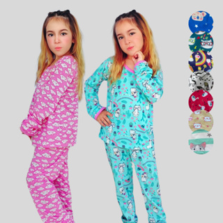 Pijama Infantil Feminino Manga Longa - Veste de 1 a 13 anos em Oferta na Shopee