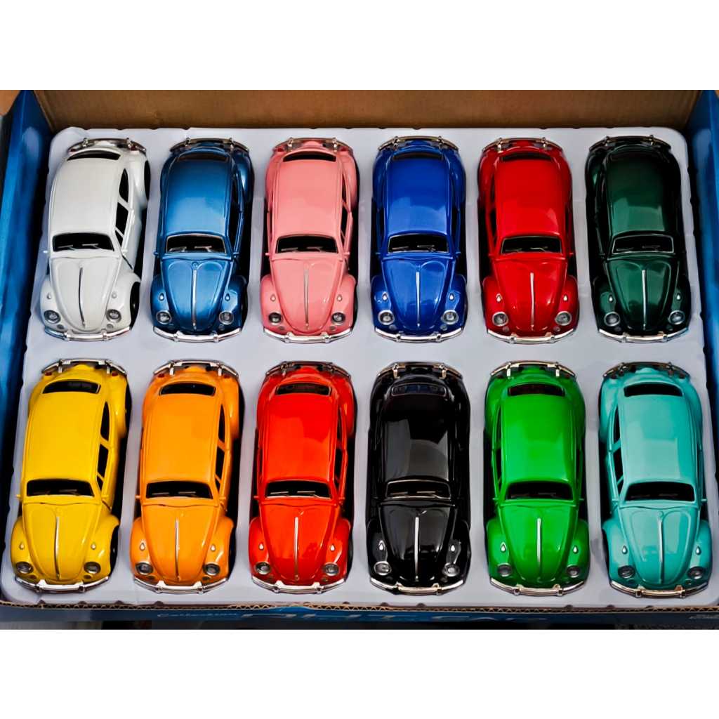 Kit 12 miniaturas ficção Fusca colecionáveis 12 cores diferentes em Oferta na Shopee
