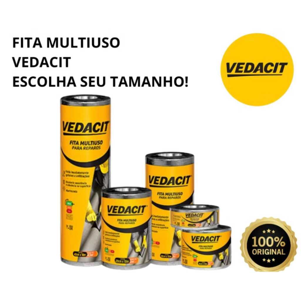 Manta Asfáltica Auto Adesiva Alumínio Vedacit 10cm x10m - 20cm x 10m - Telha