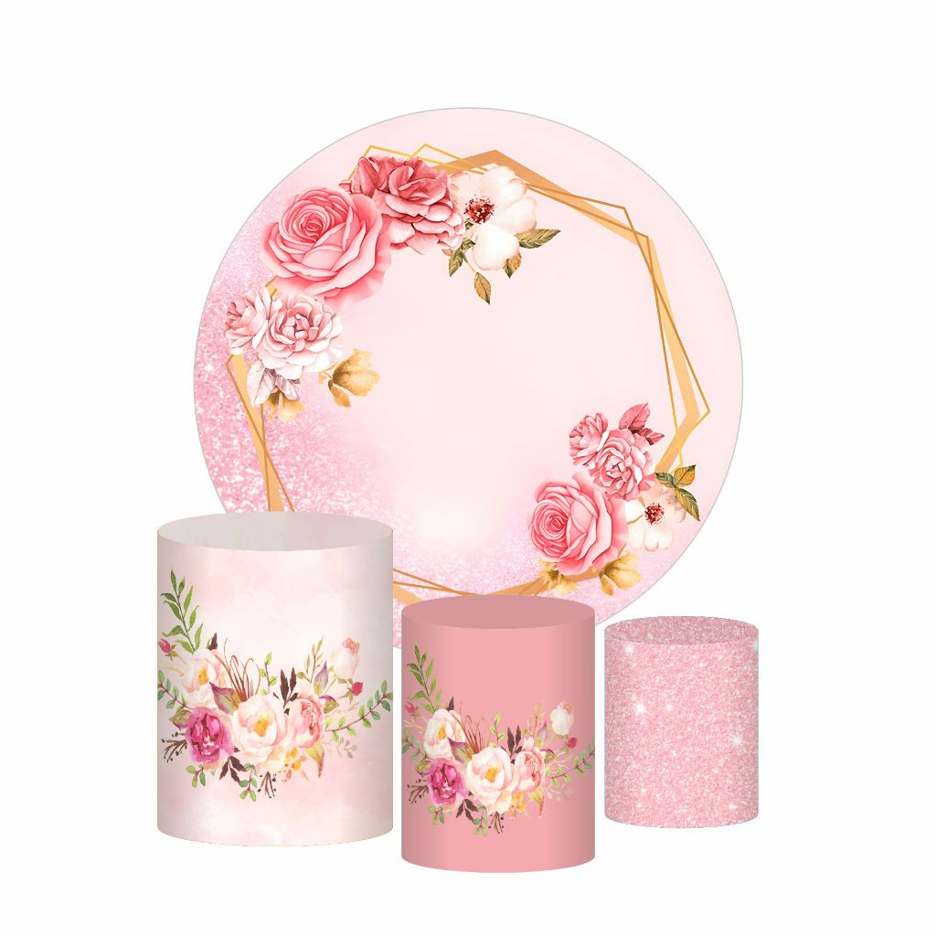 Kit Painel de Festa + Trio Capas Cilindro Flores Floral Girassol em Oferta na Shopee