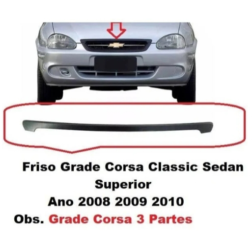 Friso Superior Grade Diant Chevrolet Corsa Classic 2001/2008 Chevrolet Preto