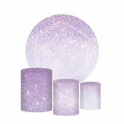Kit Painel de Festa Redondo 1,50 + Trio Capas Cilindro Decoração Glitter Marmorizado
