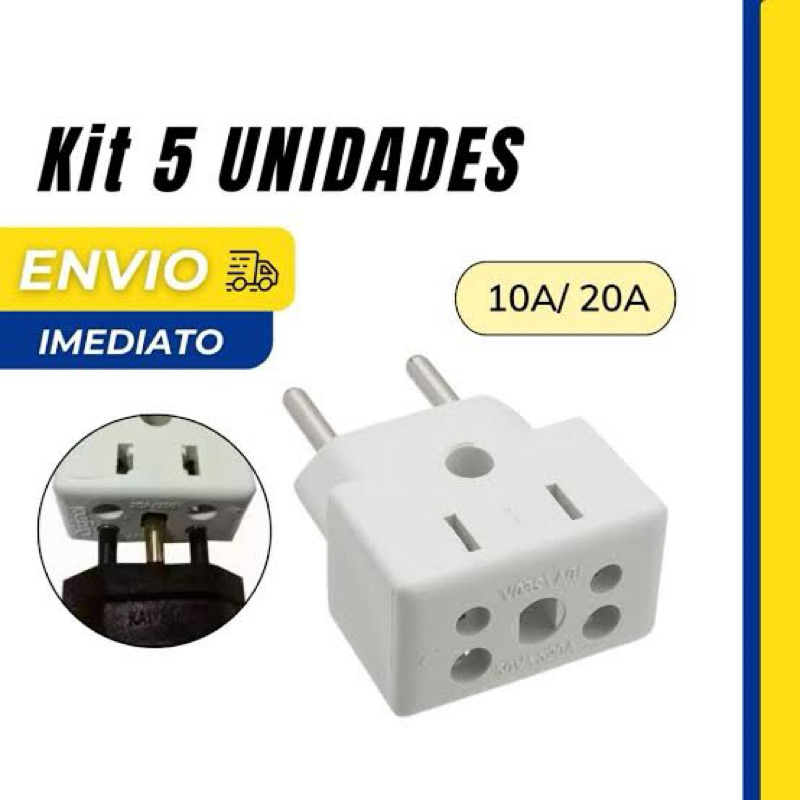 Adaptador Tomada T  Bob Benjamim 10/20A Padrão Novo 3 Pinos Universal