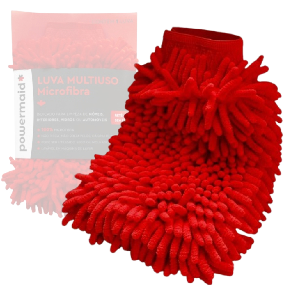 Luva Microfibra Chenile Tamanho Grande Microfibra Lavar Carro e Limpeza Multiuso Resistente