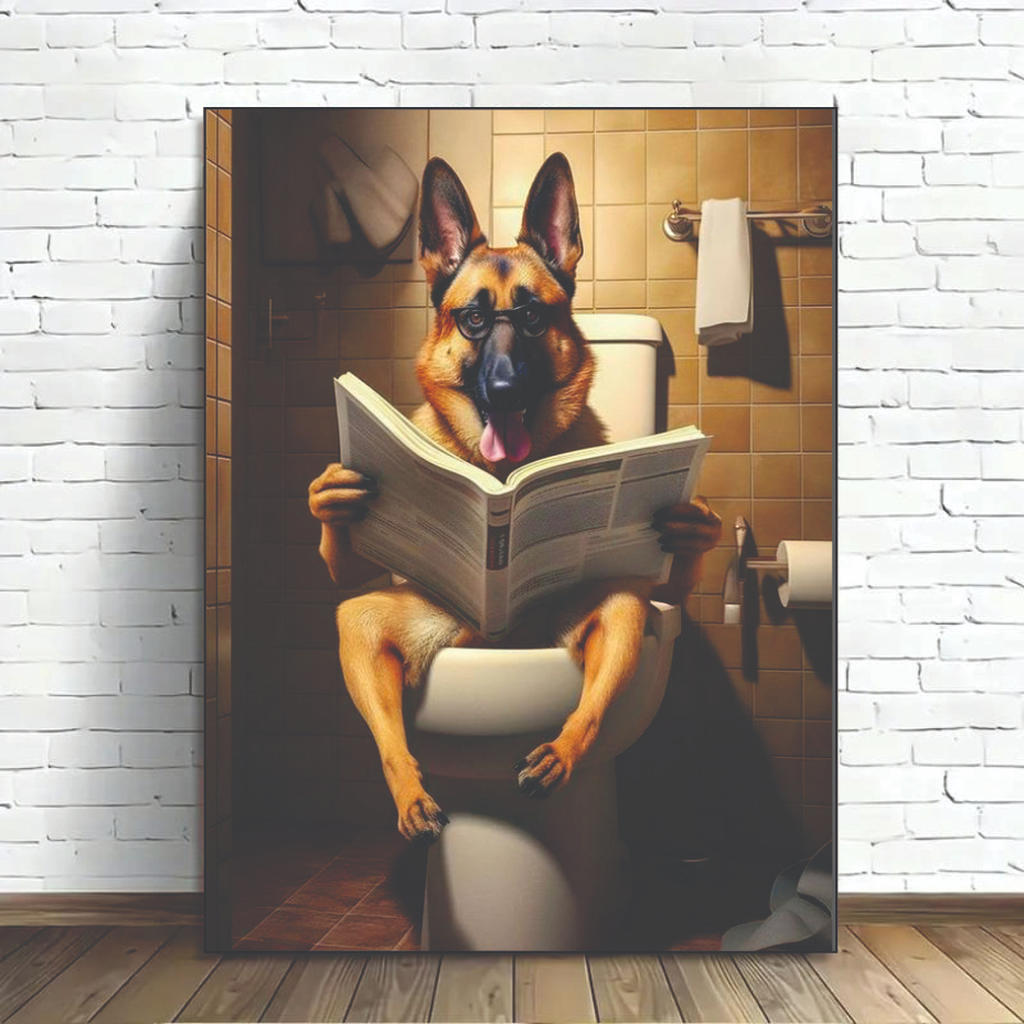 Quadro Decorativo banheiro 1 peça Premium quadro Pastor Alemão decoração pet consultório veterinário