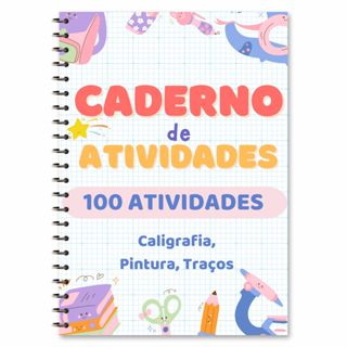Caderno de Alfabetização Infantil  Atividades, Caligrafia, Jogos, Pintura, Desenhos 100 ATIVIDADES em Oferta na Shopee