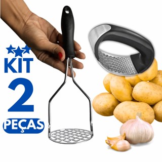 Amassador de Batata + Espremedor de Alho Aço Inox Kit