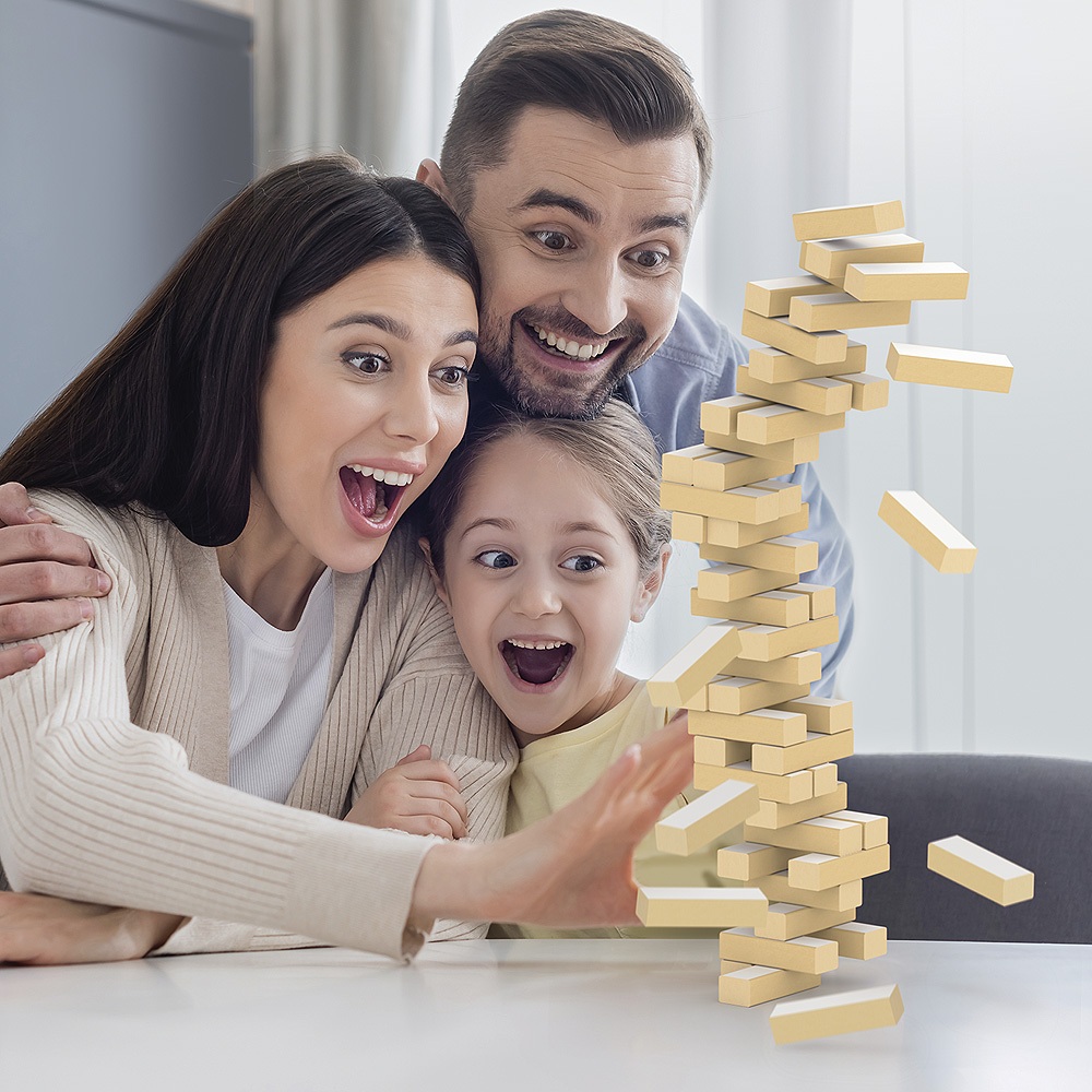 Jogo Torre De Equilibrio 54 Peças Junges 735 Em Madeira