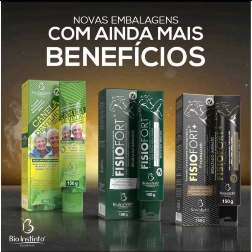 Kit 3 Pomadas - Fisiofort - Canela De Velho - Fisiofort Premium 150g