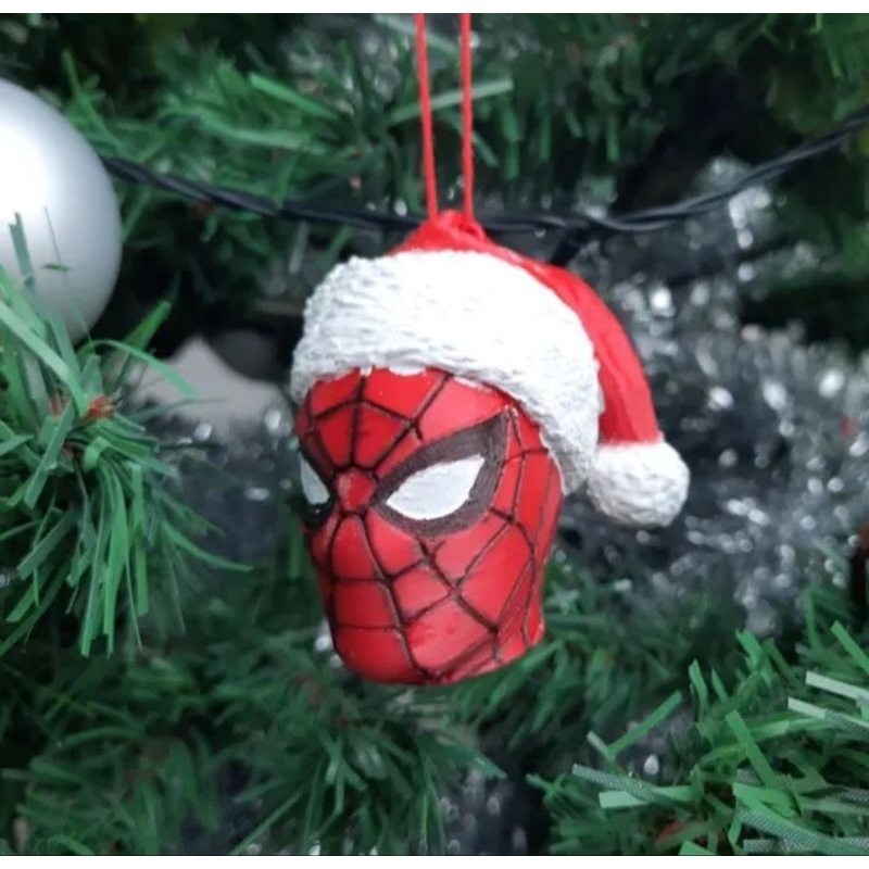 Enfeite Árvore de Natal Homem Aranha Gorrinho Papai Noel Spiderman Geek Nerd
