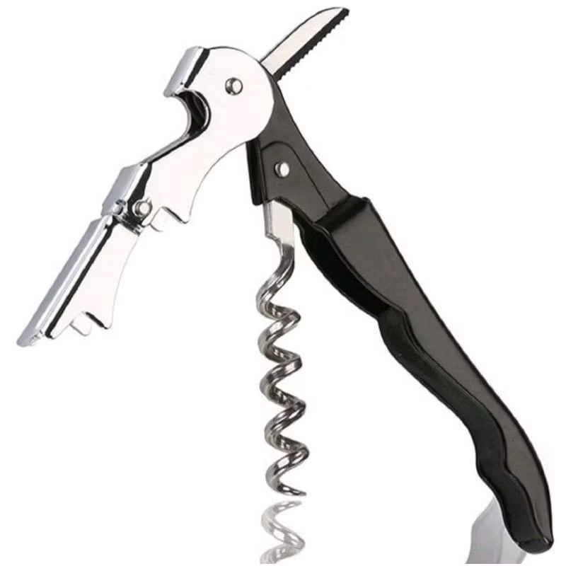 Saca rolha Vinho Articulado abridor  Prático Metal Preto Saca Rolhas
