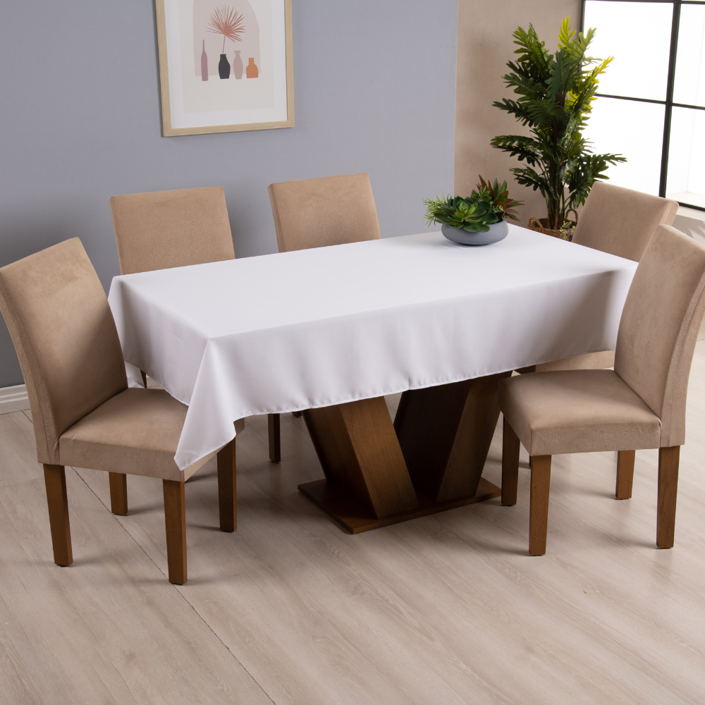 Toalha de Mesa 4 6 e 8 Lugares Oxford - Branco em Oferta na Shopee