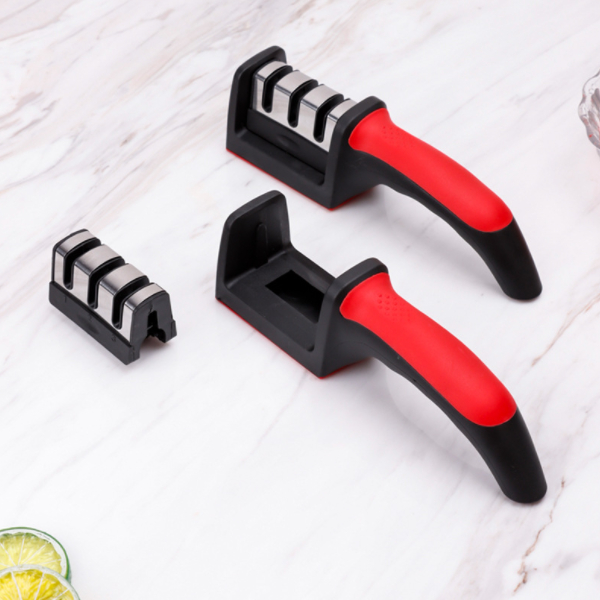 1Pcs Amolador Afiador De Facas Em Aço Inox Profissional Com 3 Afiadores Profissional 21.5x5,8x5,1 CM Promoção