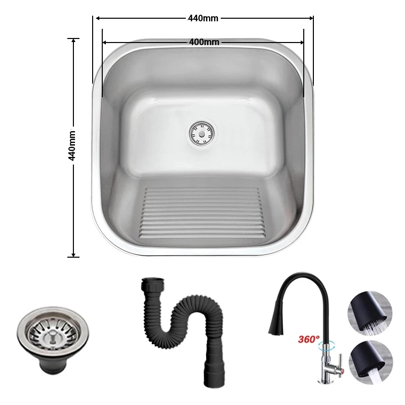 Tanque Inox Lavanderia 45x45 Com Válvula Aço Inox Brinovar