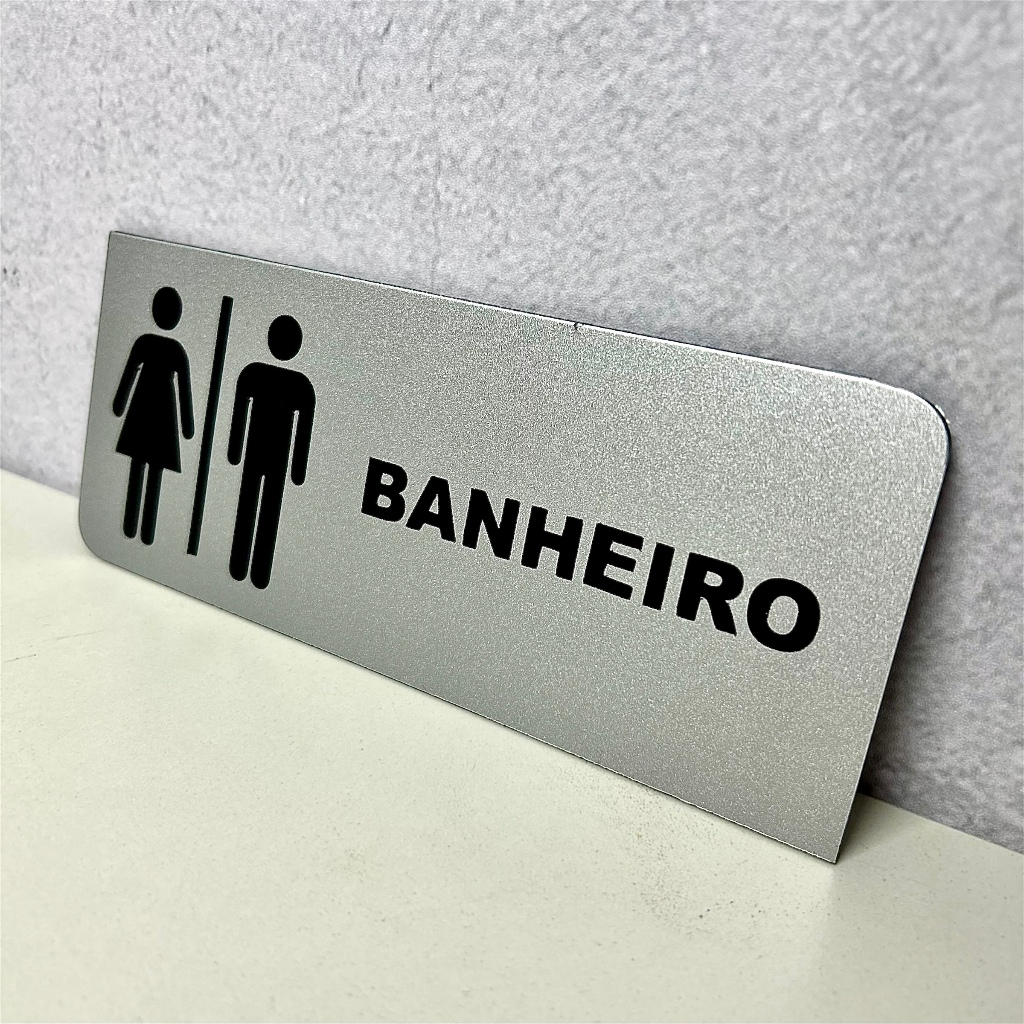 Placa Para Porta Sinalização Banheiro Wc em ACM