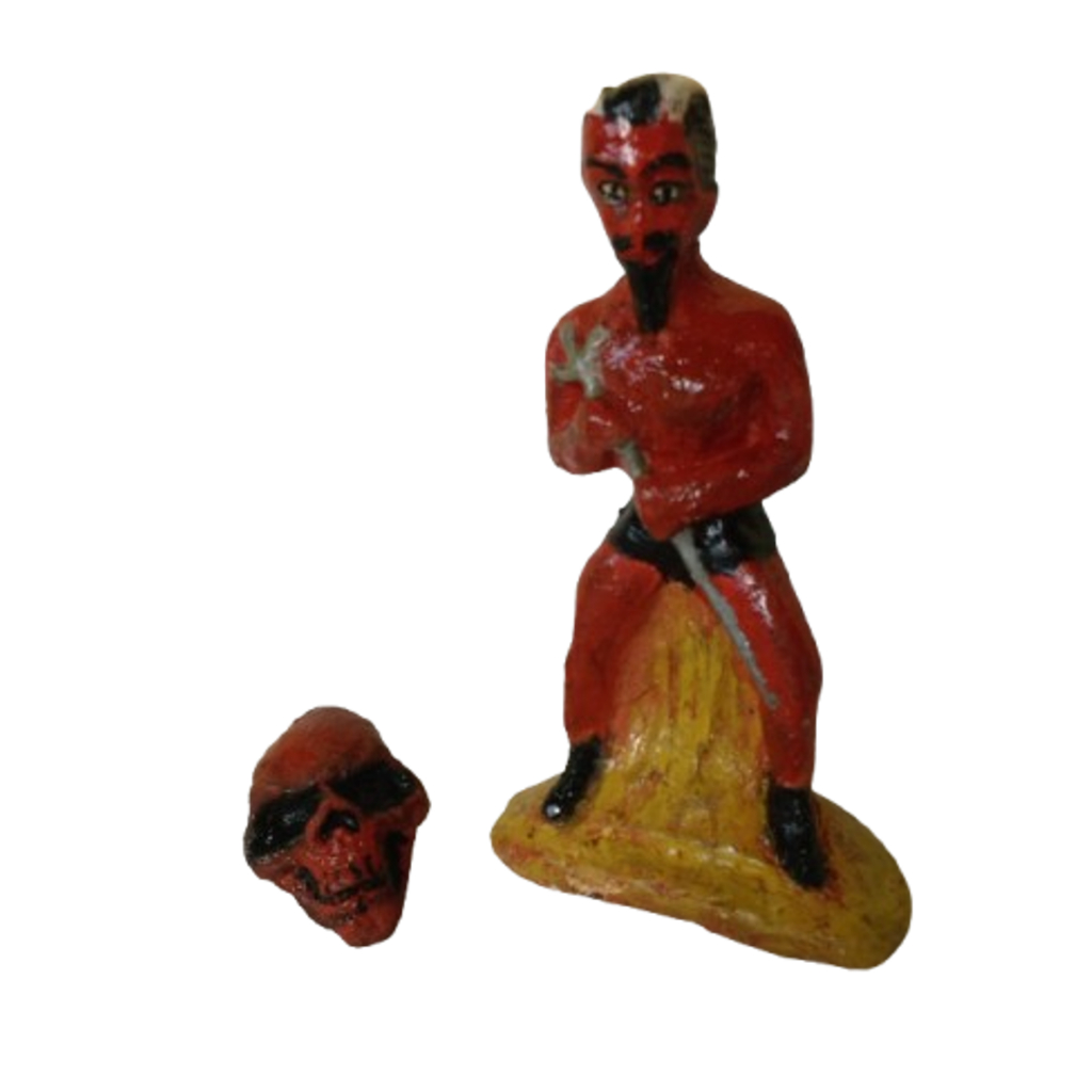 Kit Imagem Exu Lucifer Com Crânio de Caveira Vermelho Enfeite Satanismo Umbanda Quimbanda
