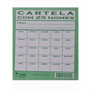 30 CARTELAS DE RIFA 25 NOMES DE MULHER em Oferta na Shopee