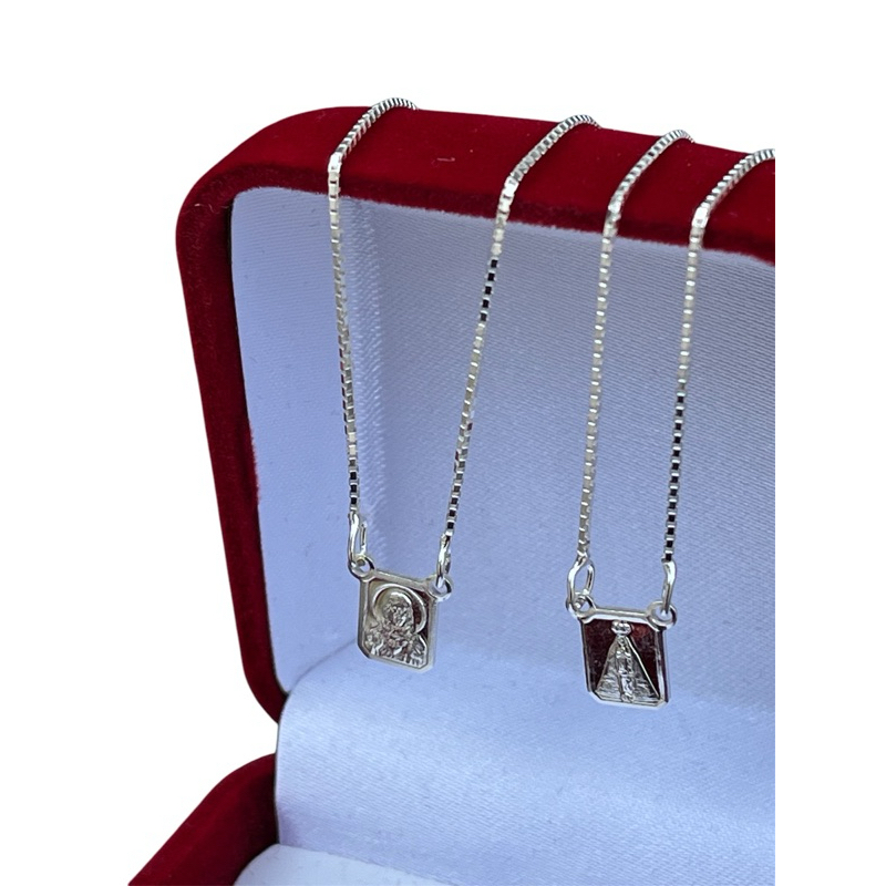 Escapulário 70 cm - prata pura 925 legítima nossa senhora aparecida mini