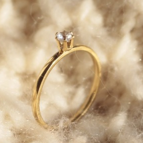 Anel Solitário Ouro 2mm com pedra Zircônia Brilhante Joias Originais
