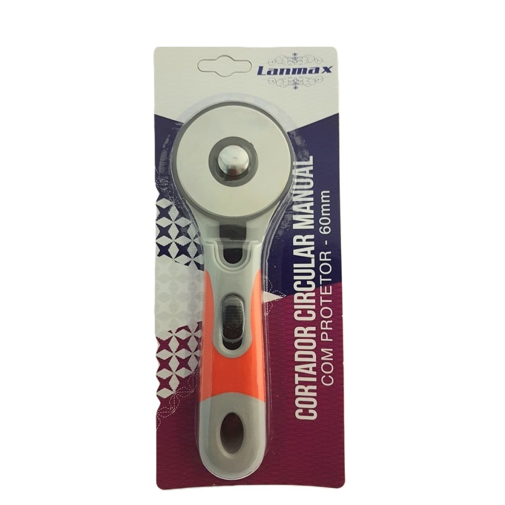 Cortador Circular Manual 60mm Patchwork Tecido Papel Eva LM-60 Lanmax Protetor Laranja Cinza Preto