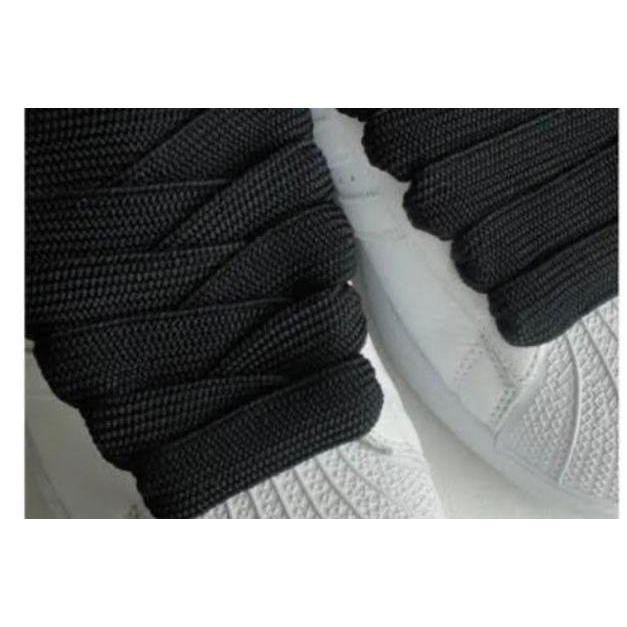 Kit 3 Pares Branco e 3 Pares Preto Cadarço Largo Grosso BBoy Fat Lace Para Tênis 1,20 Cm  17 mm