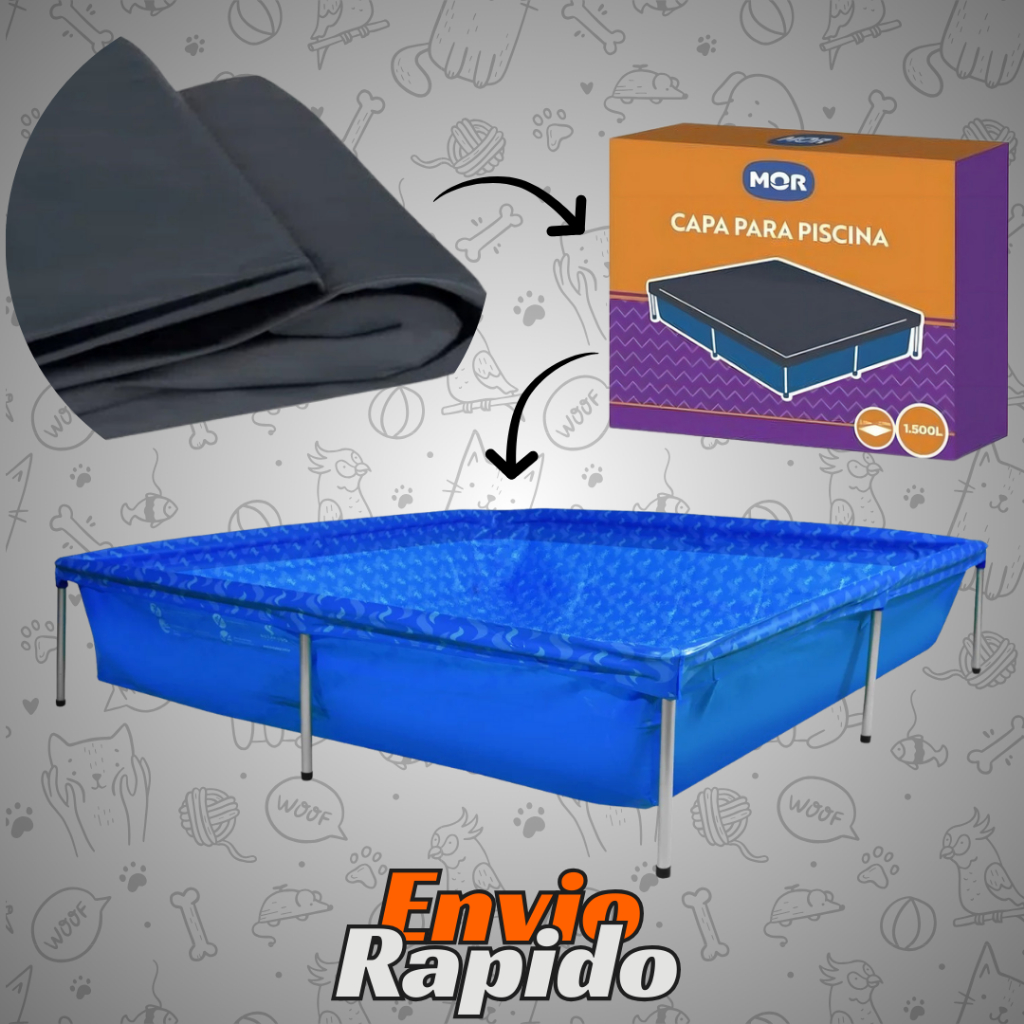 Piscina 1500 Litros Infantil com Capa Estrutural Retangular BOTAFOGO alumínio anti ferrugem