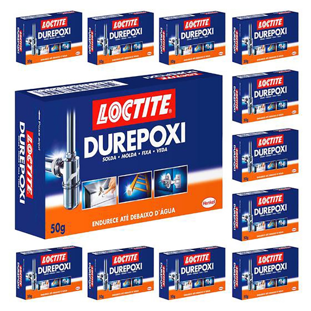 Caixa 12 unid Durepoxi Cinza Pequeno Loctite 50g Henkel em Oferta na Shopee