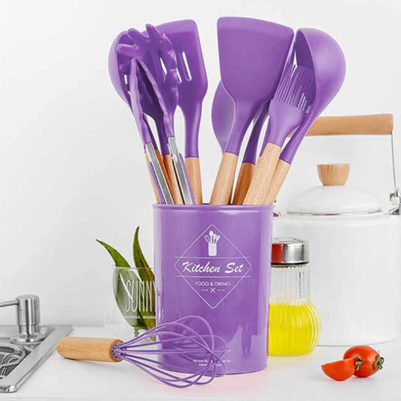Kit 12 ou 5 Peças Utensílios De Cozinha Em Silicone De Varias Cores