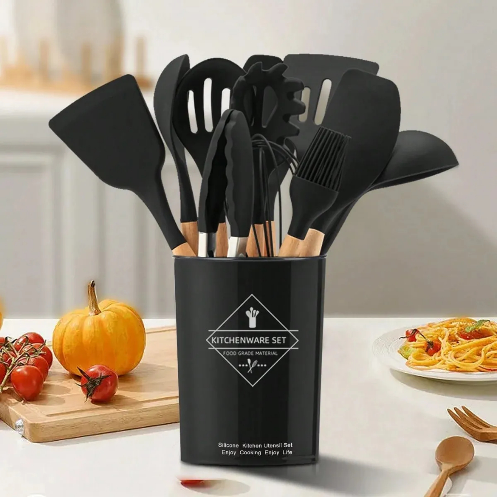 Kit 12 ou 5 Peças Utensílios De Cozinha Em Silicone De Varias Cores