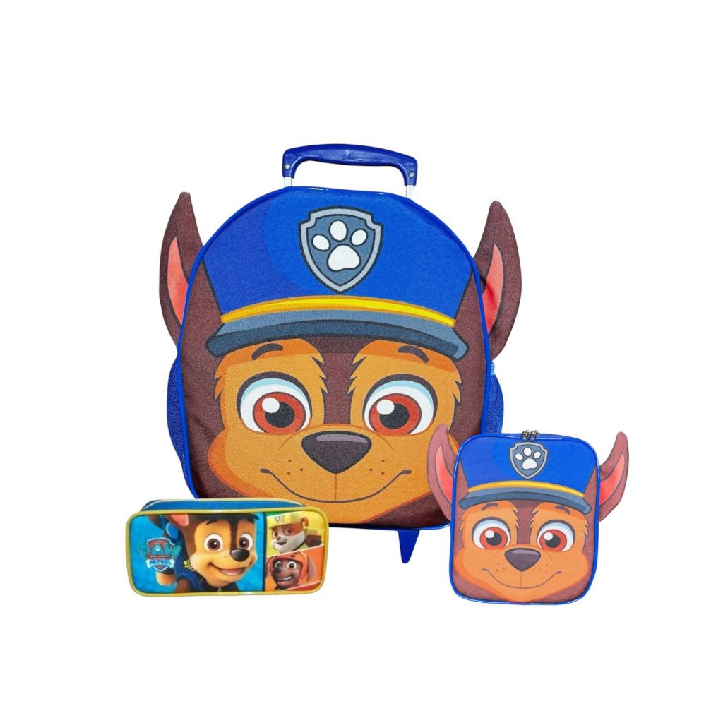 Kit Mochila Maternal Escolinha Meninos Rodinhas Patrulha Canina Orelhinha Tamanho P