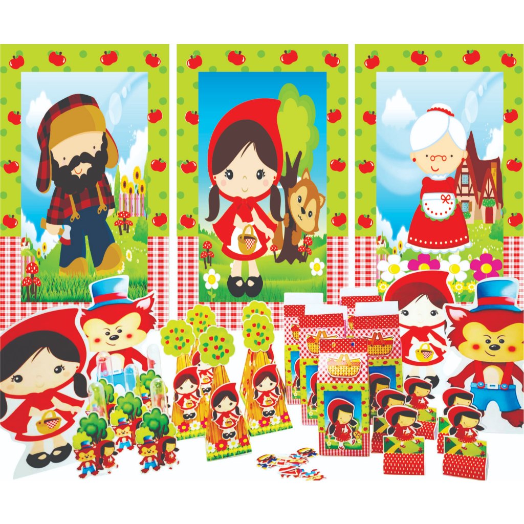 Kit Lembrancinha Festa em Casa da Chapeuzinho Vermelho Lembrancinha Decorativa de Aniversário