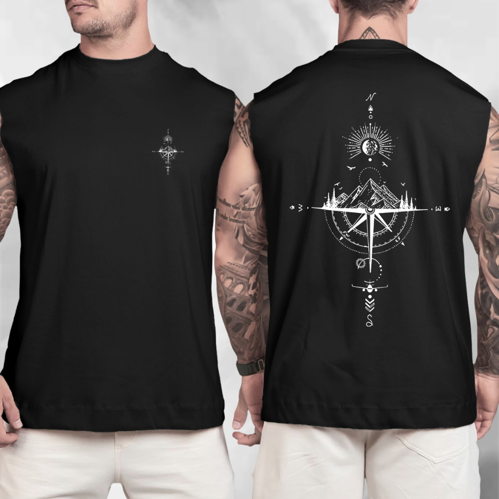 Camiseta Regata Machão Oversized Streetwear Rosa Dos Ventos em Algodão