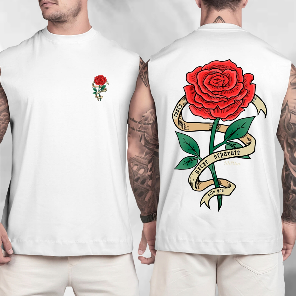 Camiseta Regata Machão Oversized Streetwear Roses Only You em Algodão