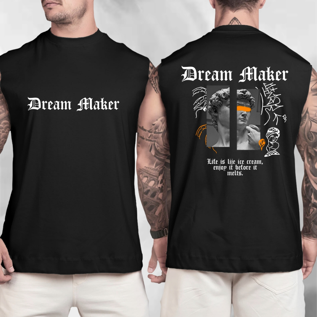 Camiseta Regata Machão Oversized Streetwear Estampada Dream Maker em Algodão