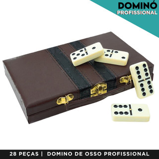 Domino De Osso Profissional - Pedras Grandes-C/Maleta  - 10Mm - C/28 Peças - BNVT